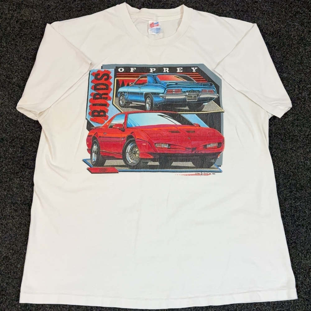 Vintage Hanes Shirt Mens XL White Birds Of Prey Firebird Trans Am T Shirt
